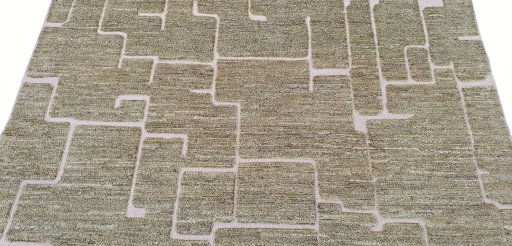 Backside of handmade New Morocco rug showing knot structure and weave density