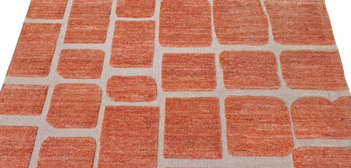 Backside of handmade New Morocco rug showing knot structure and weave density