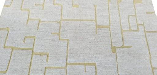 Backside of handmade New Morocco rug showing knot structure and weave density