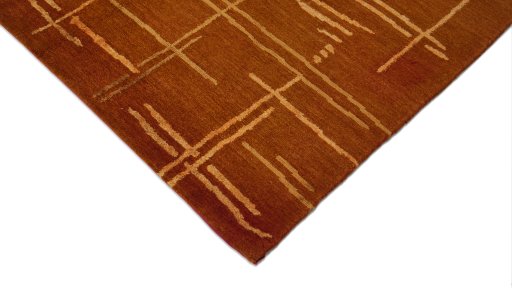 Backside of handmade New Nepal Carpets rug showing knot structure and weave density