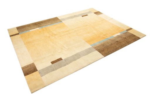 Corner detail of New Nepal Carpets rug showing border pattern and Wool pile
