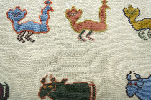 Backside of handmade New Kilim Dastan rug showing knot structure and weave density