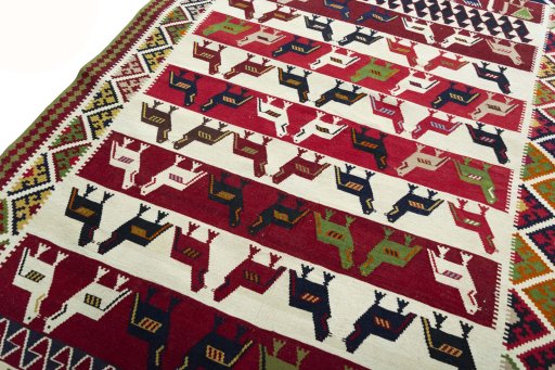 Surface texture of New Kilim Dastan rug with natural Wool and intricate pattern