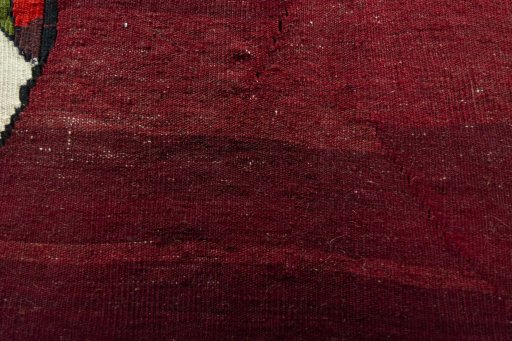 Backside of handmade 2000s Kilim Dastan rug showing knot structure and weave density