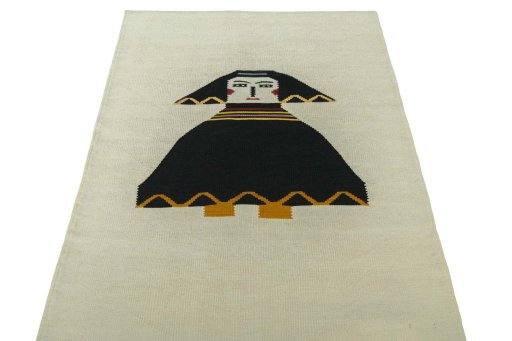 Close-up detail of New Kilim Dastan rug from Iran / Persia showing Wool weave