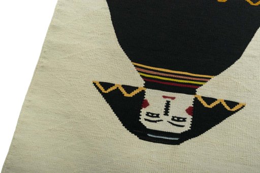 Surface texture of New Kilim Dastan rug with natural Wool and intricate pattern