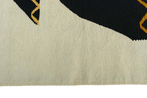 Close-up detail of New Kilim Dastan rug from Iran / Persia showing Wool weave