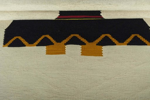 Full view of New Kilim Dastan rug from Iran / Persia, 146 × 98 cm in Beige tones