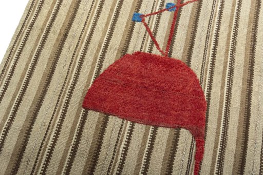 Surface texture of 2000s Kilim Dastan rug with natural Wool and intricate pattern