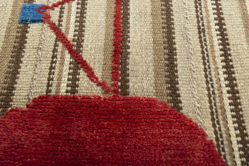 Backside of handmade 2000s Kilim Dastan rug showing knot structure and weave density