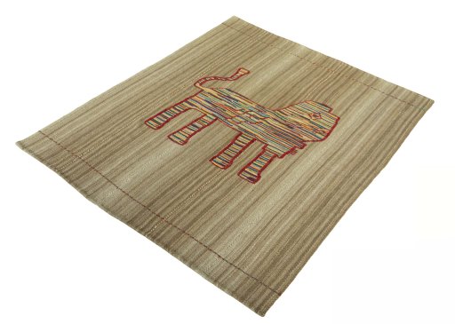 Corner detail of 2000s Kilim Dastan rug showing border pattern and Wool pile