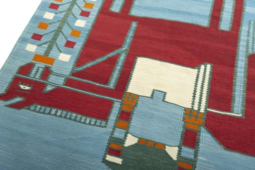 Surface texture of New Kilim Dastan rug with natural Wool and intricate pattern