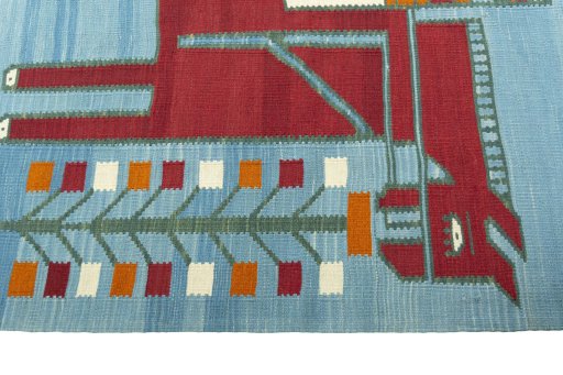 Close-up detail of New Kilim Dastan rug from Iran / Persia showing Wool weave