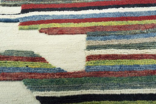 Backside of handmade New Kilim Dastan rug showing knot structure and weave density