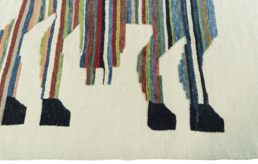 Close-up detail of New Kilim Dastan rug from Turkey showing Wool weave