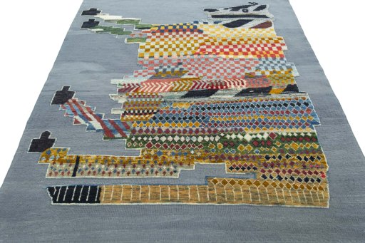 Close-up detail of New Kilim Dastan rug from Turkey showing Wool weave