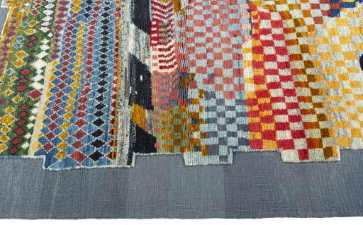 Close-up detail of New Kilim Dastan rug from Turkey showing Wool weave