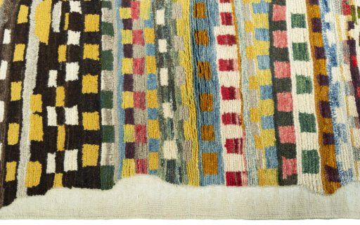 Close-up detail of New Kilim Dastan rug from Turkey showing Wool weave