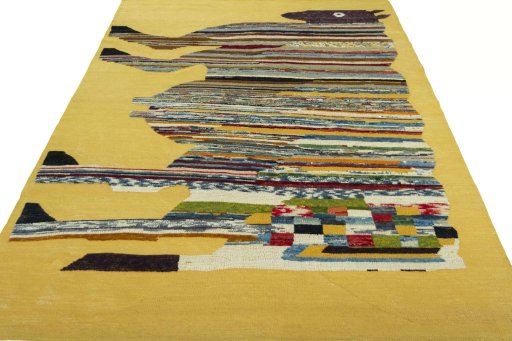 Close-up detail of New Kilim Dastan rug from Turkey showing Wool weave