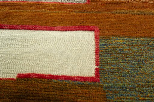 Backside of handmade New Kilim Dastan rug showing knot structure and weave density