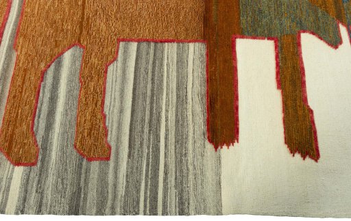 Close-up detail of New Kilim Dastan rug from Turkey showing Wool weave