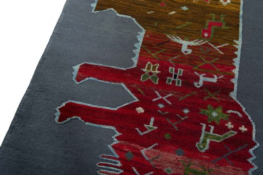 Surface texture of New Kilim Dastan rug with natural Wool and intricate pattern