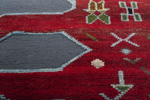 Backside of handmade New Kilim Dastan rug showing knot structure and weave density