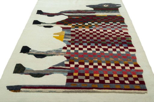 Close-up detail of New Kilim Dastan rug from Turkey showing Wool weave