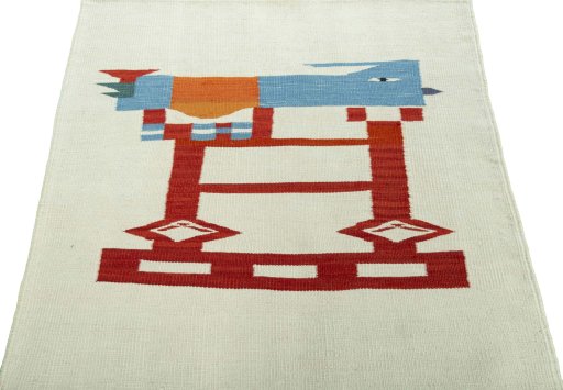 Close-up detail of New Kilim Dastan rug from Turkey showing Wool weave