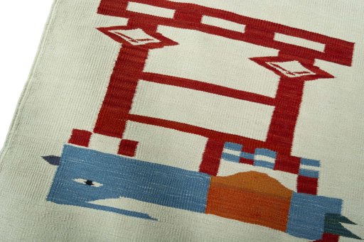 Surface texture of New Kilim Dastan rug with natural Wool and intricate pattern
