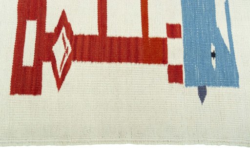 Close-up detail of New Kilim Dastan rug from Turkey showing Wool weave