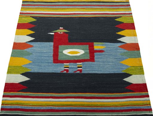 Close-up detail of New Kilim Dastan rug from Turkey showing Wool weave