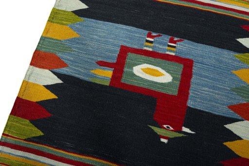 Surface texture of New Kilim Dastan rug with natural Wool and intricate pattern