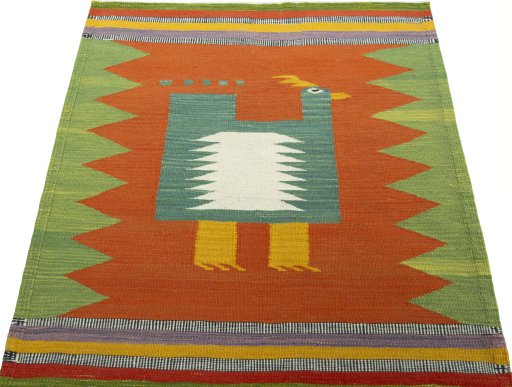 Close-up detail of New Kilim Dastan rug from Turkey showing Wool weave