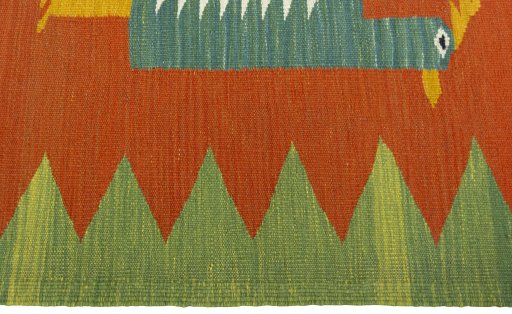 Close-up detail of New Kilim Dastan rug from Turkey showing Wool weave