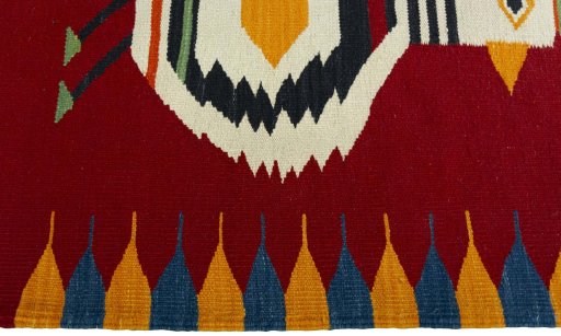 Close-up detail of New Kilim Dastan rug from Turkey showing Wool weave