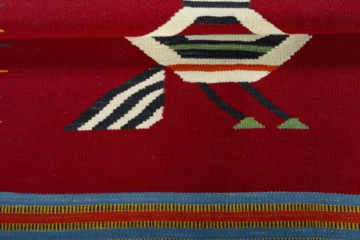 Full view of New Kilim Dastan rug from Turkey, 117 × 94 cm in Multi Color tones