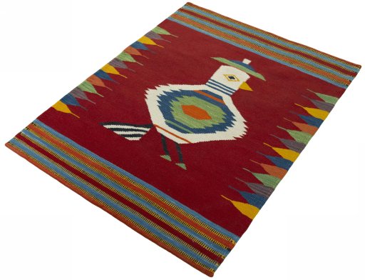 Corner detail of New Kilim Dastan rug showing border pattern and Wool pile
