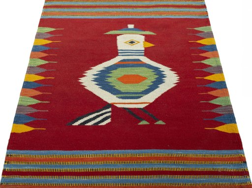 Close-up detail of New Kilim Dastan rug from Turkey showing Wool weave