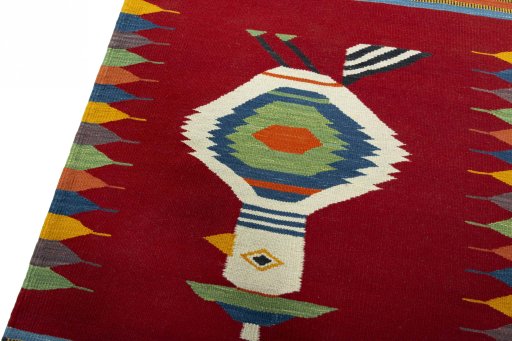 Surface texture of New Kilim Dastan rug with natural Wool and intricate pattern