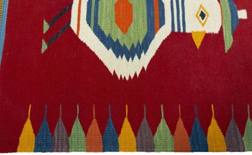 Close-up detail of New Kilim Dastan rug from Turkey showing Wool weave