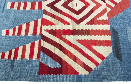 Close-up detail of New Kilim Dastan rug from Turkey showing Wool weave