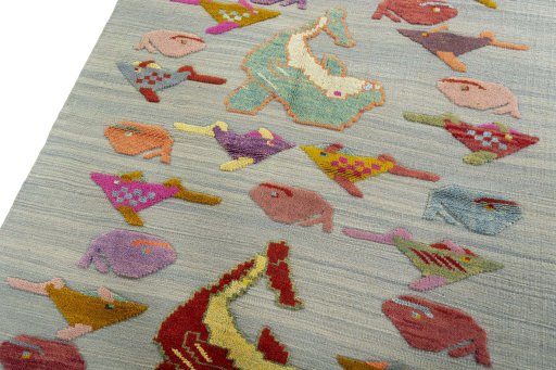 Surface texture of New Kilim Dastan rug with natural Wool and intricate pattern