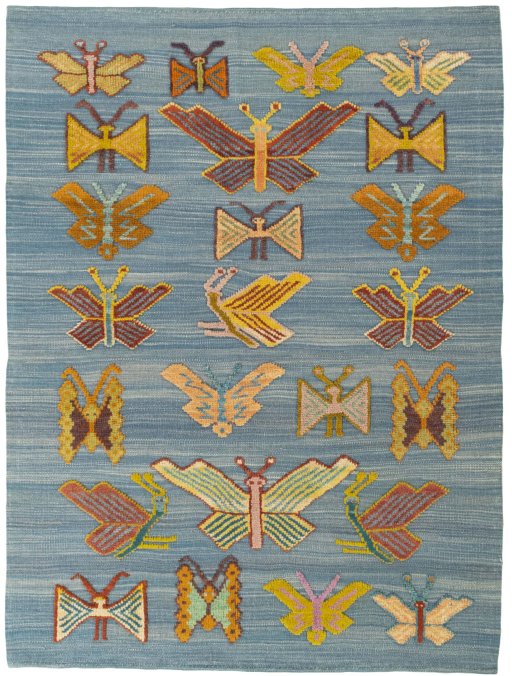 Full view of New Kilim Dastan rug from Turkey, 193 × 144 cm in Blue tones