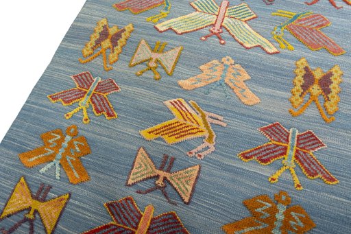 Surface texture of New Kilim Dastan rug with natural Wool and intricate pattern