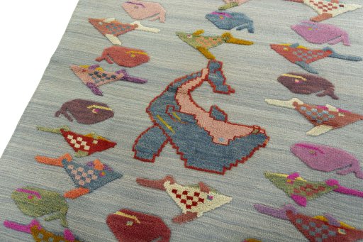 Surface texture of New Kilim Dastan rug with natural Wool and intricate pattern