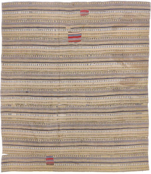 Full view of 1920s Kilim Jajim rug from Iran / Persia, 220 × 190 cm in Beige tones