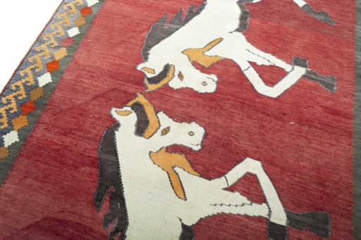 Surface texture of New Kilim Jajim rug with natural Wool and intricate pattern