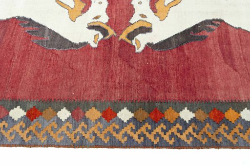 Close-up detail of New Kilim Jajim rug from Iran / Persia showing Wool weave