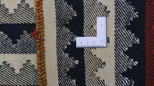 Full view of 1950s Kilim Jajim rug from Iran / Persia, 275 × 168 cm in Multi Color tones
